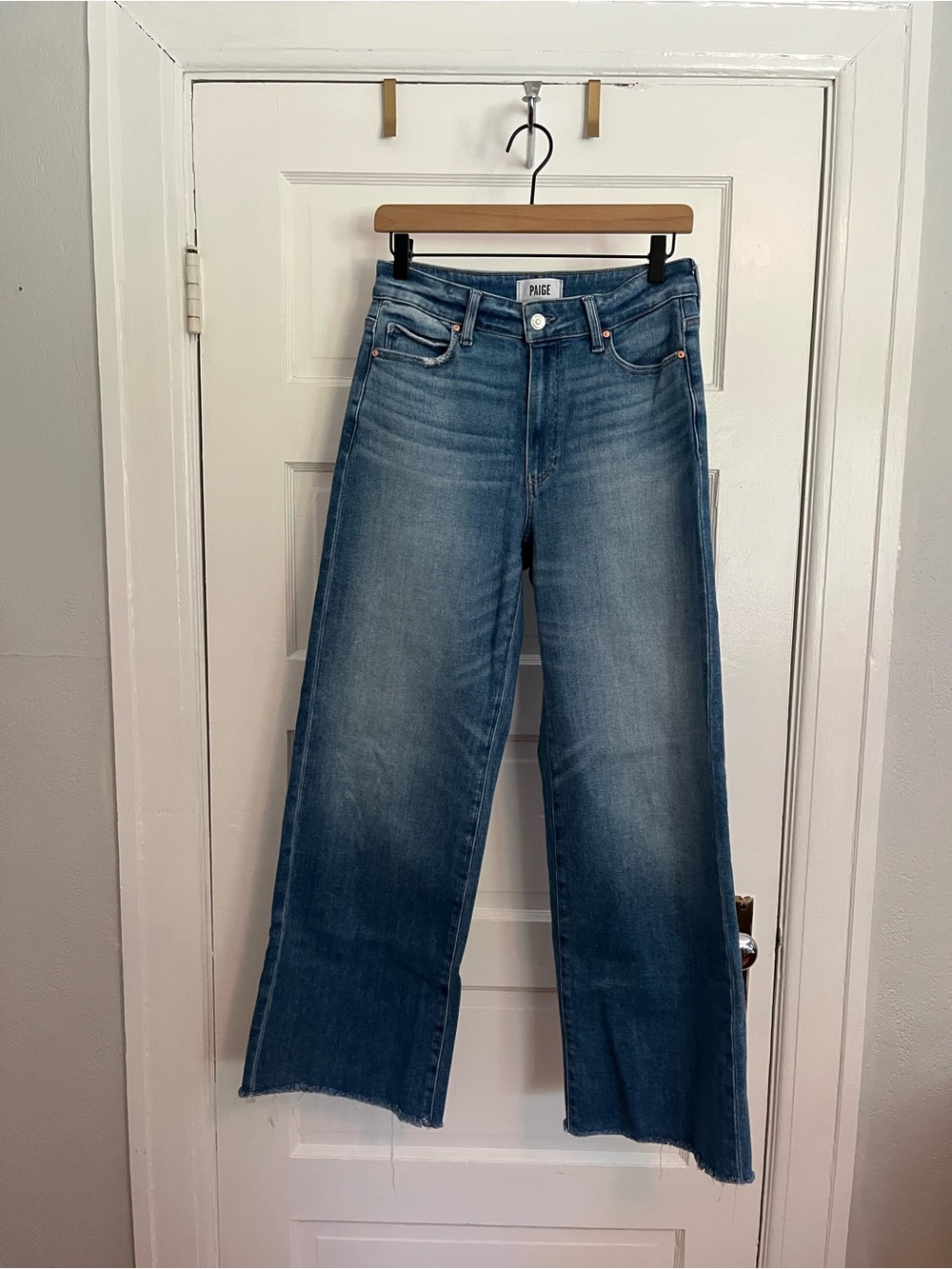 PAIGE Anessa High-Rise Wide Leg Jeans with Raw Hem